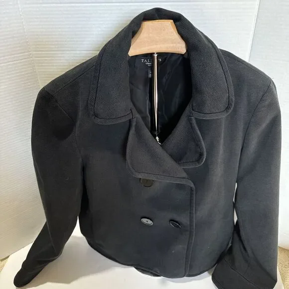 Talbots Women’s Sz 14P Black Blazer Business Causal Cotton/Silk Cropped - Picture 2 of 11